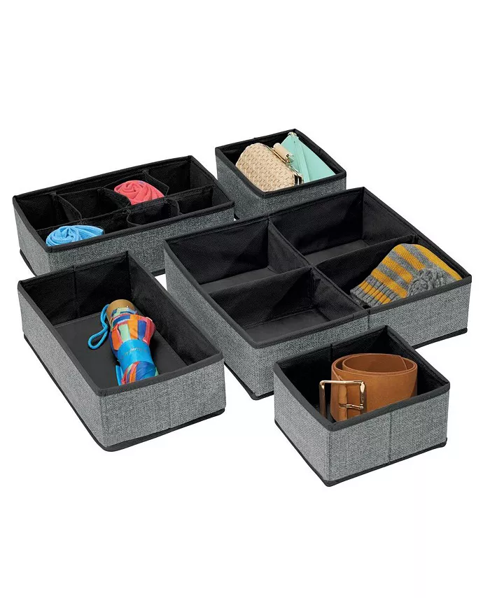 mDesign Fabric Dresser Drawer， Closet Storage Bins， Set of 5