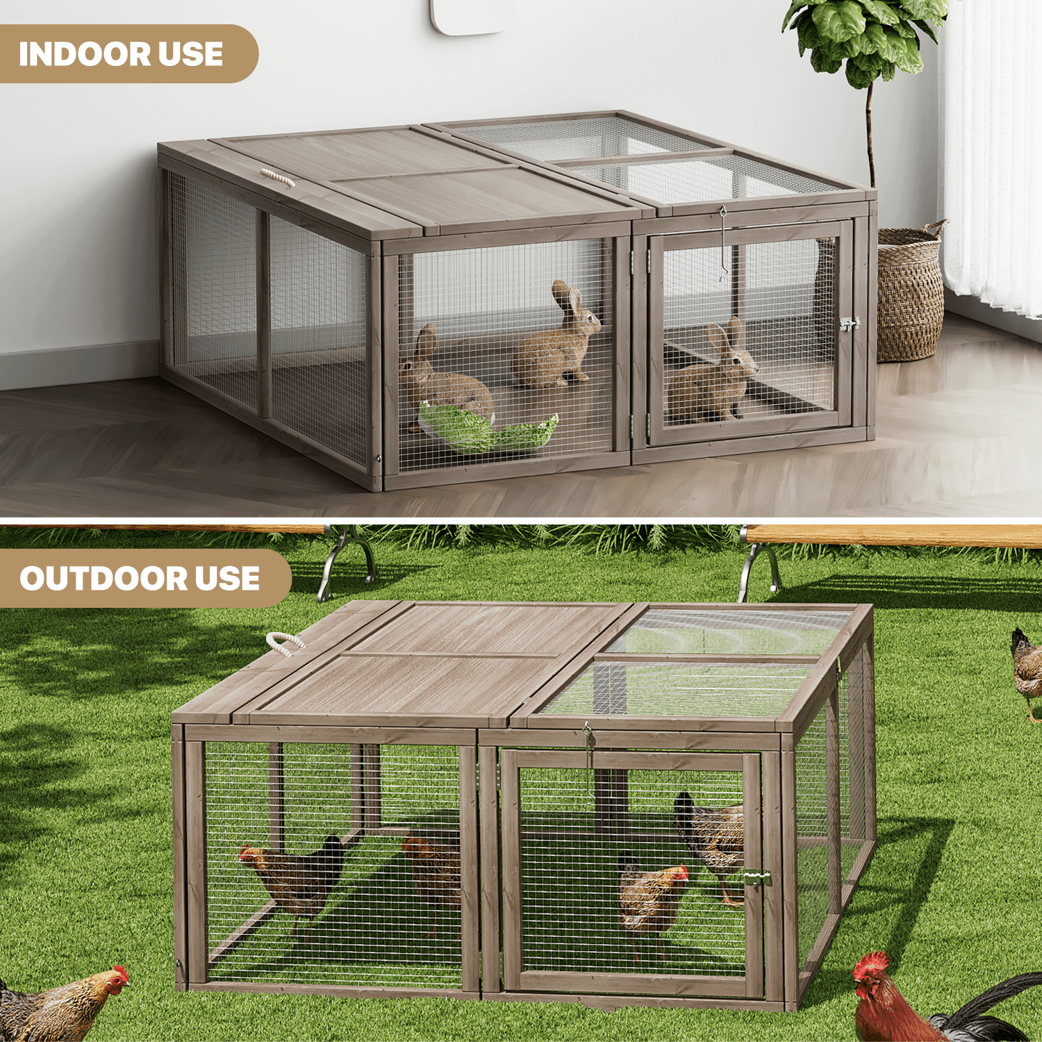 MoNiBloom Chicken Coop Rabbit Hutch， 45.5