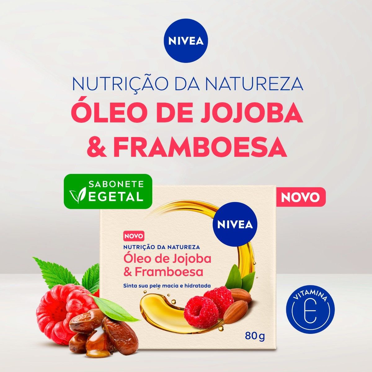Sabonete Barra Vegetal Oleo de Jojoba E Framboesa Nivea Nutricao da Natureza  80g
