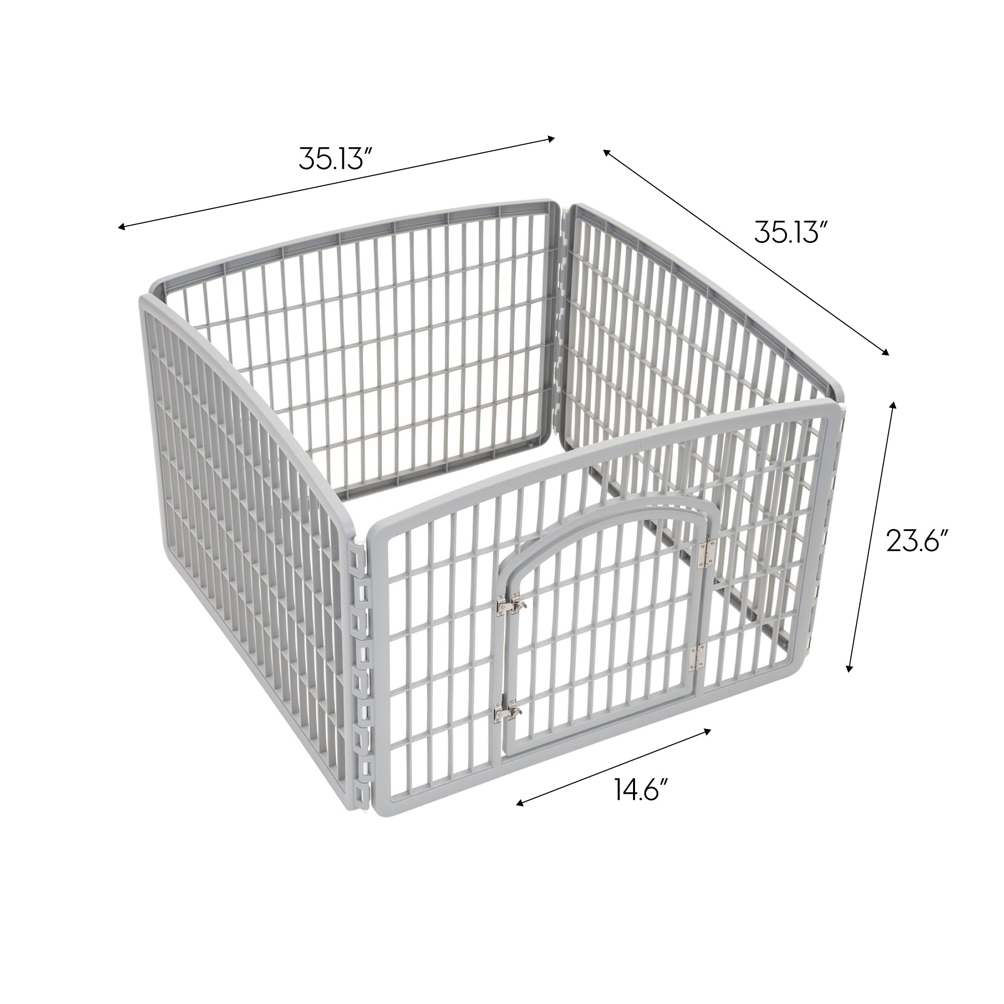 IRIS USA， 24'' 4 Panel Plastic Exercise Pet Playpen with Door， Gray