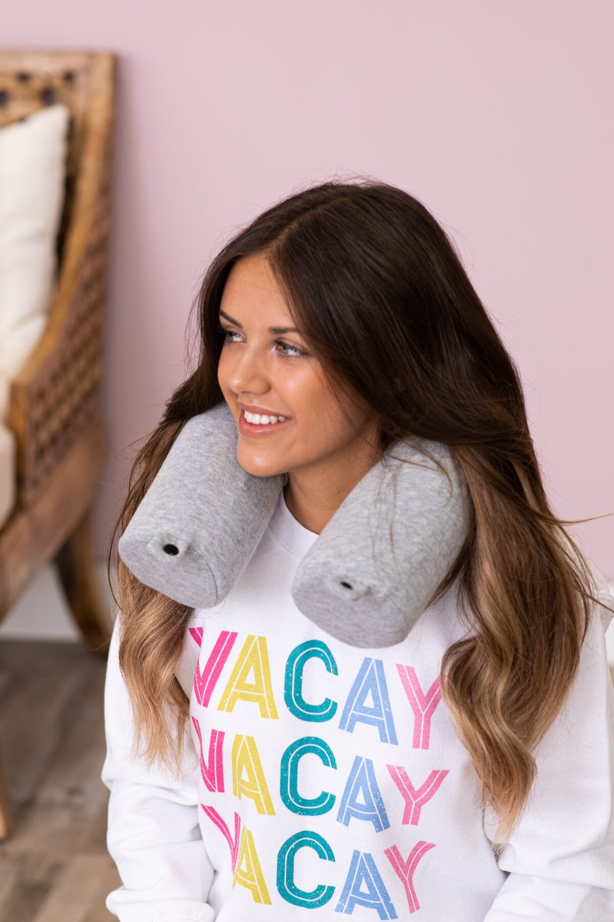 Light Grey Bendable Memory Foam Travel Pillow