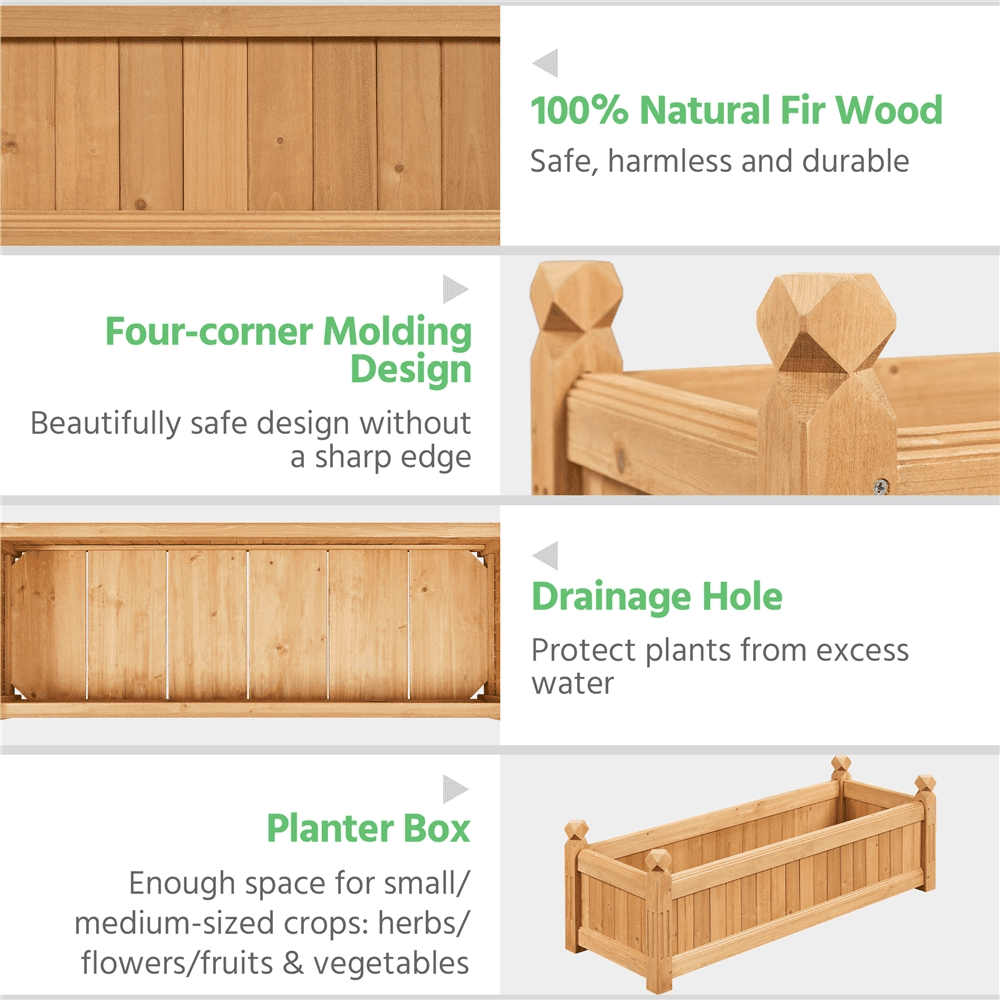 Topeakmart Wooden Raised Garden Bed for Patio/Yard/Greenhouse/Home, Brown