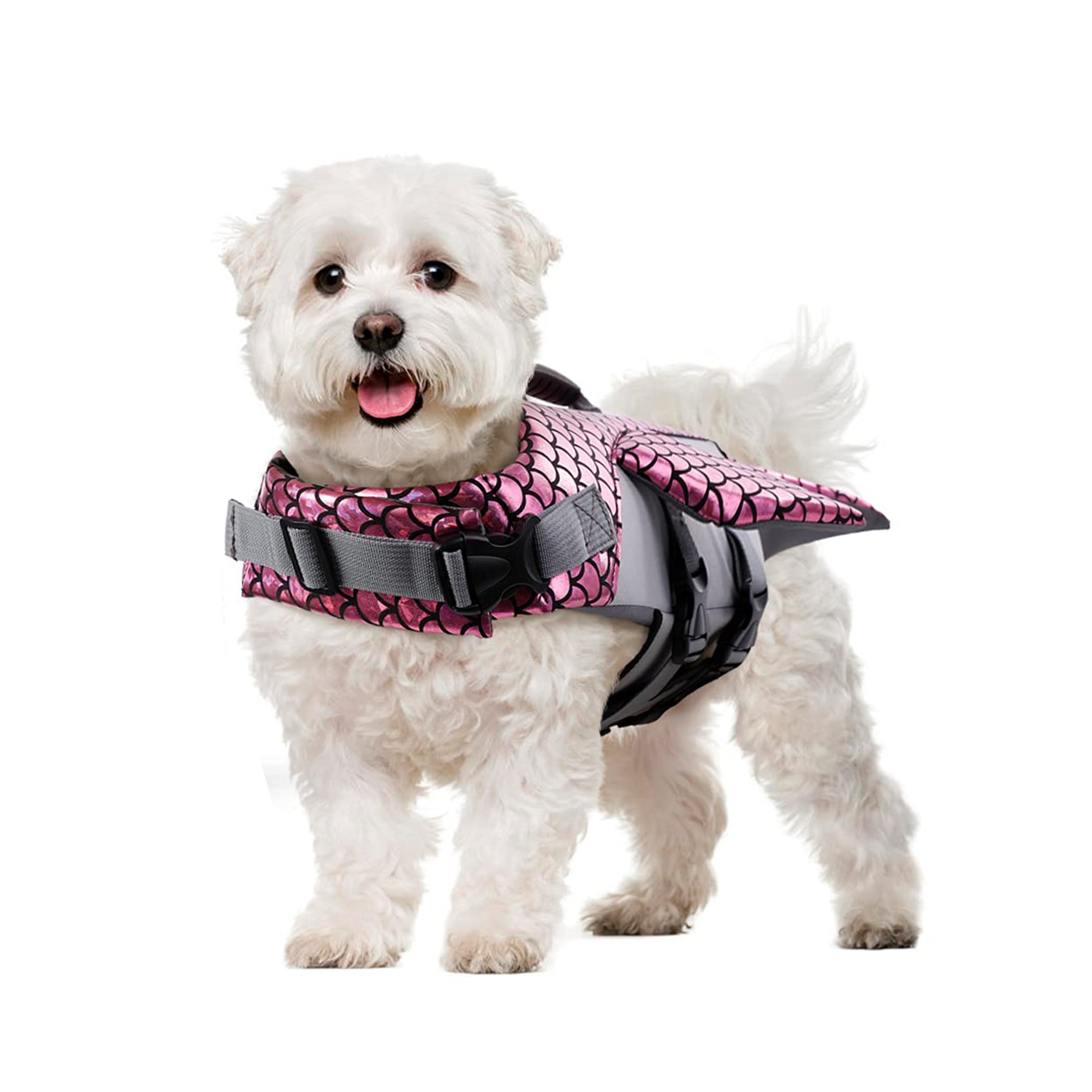 IDOMIK Dog Life Jacket， Dog Life Vest for Swimming， Reflective Dog Floatation Vest for Small Medium Large Dogs， Adjustable Life Jackets for Dogs， Pink