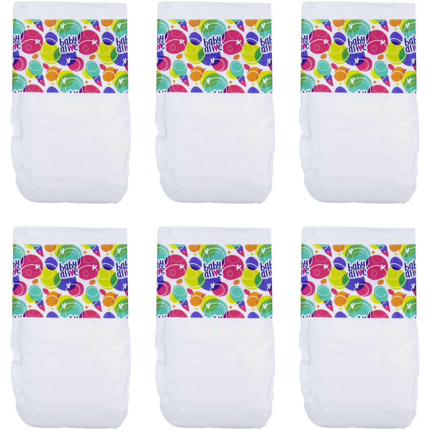 Baby Alive 6 Pack of Diaper Refills for Baby Alive Dolls, Includes 6 Diapers