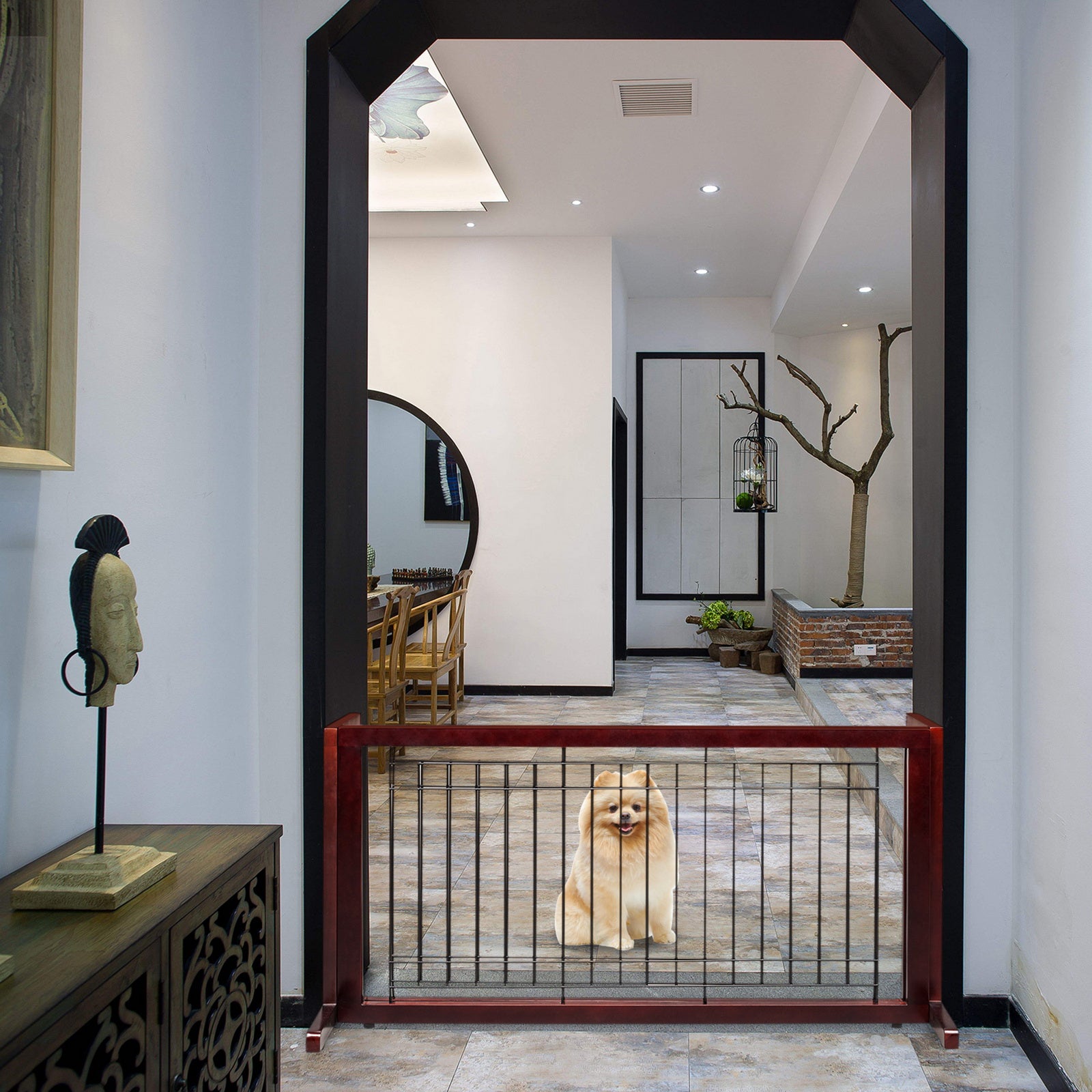 VINGLI Free Standing Pet Gates for Dogs Indoor Dog Fence， Solid Wooden Dog Gates for The House，Doorways and Stairs， Doggie Gates for Indoors