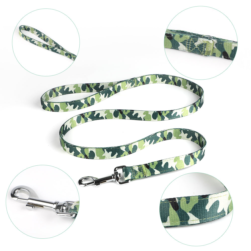 MASBRILL Durable Dog Collar Nylon Camouflage Adjustable Collar for Small Medium Dog Light-Green-S