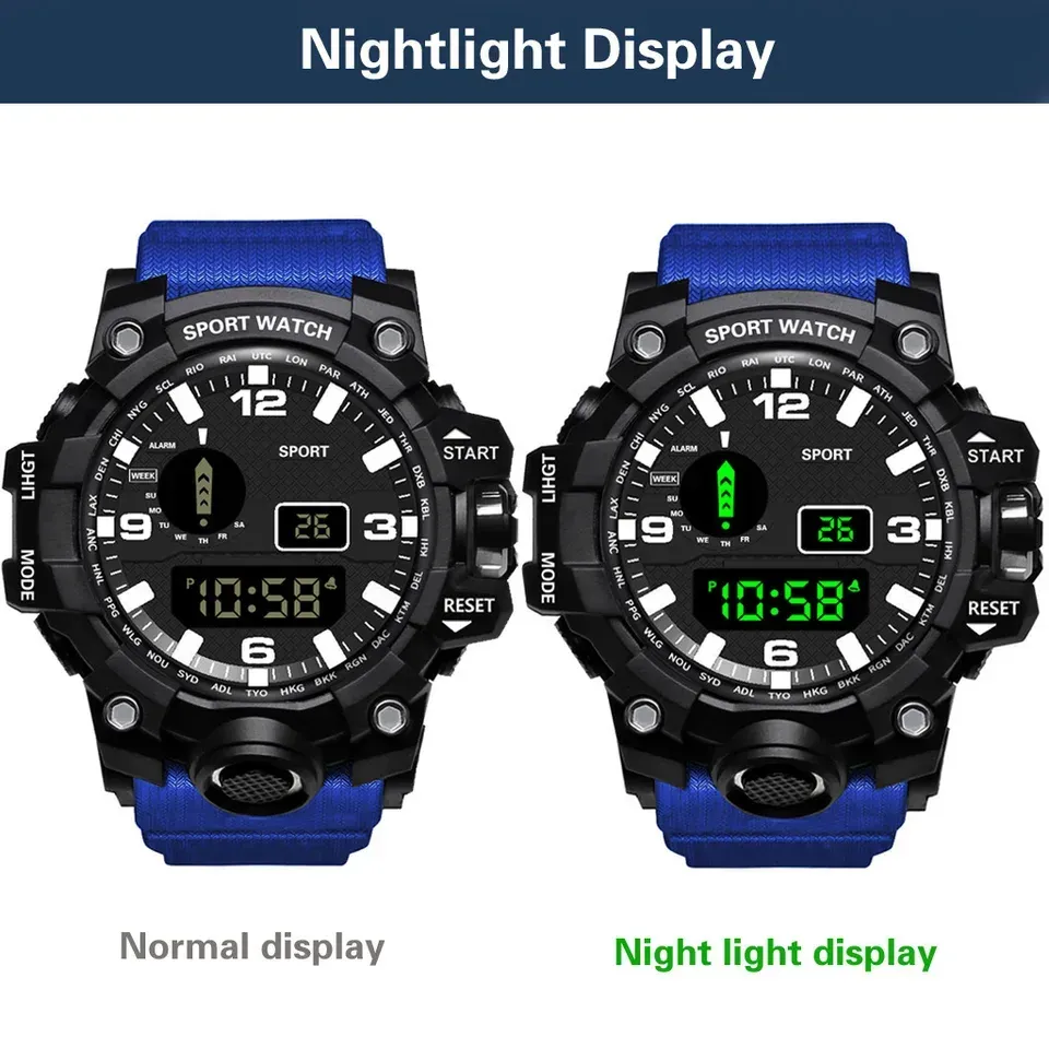 LIUYANGTIAN Electronic Watch Set For Mens Military Sports Watches Set Luminous Multifunction LED Digital Wristwatch for man kids Boy Student