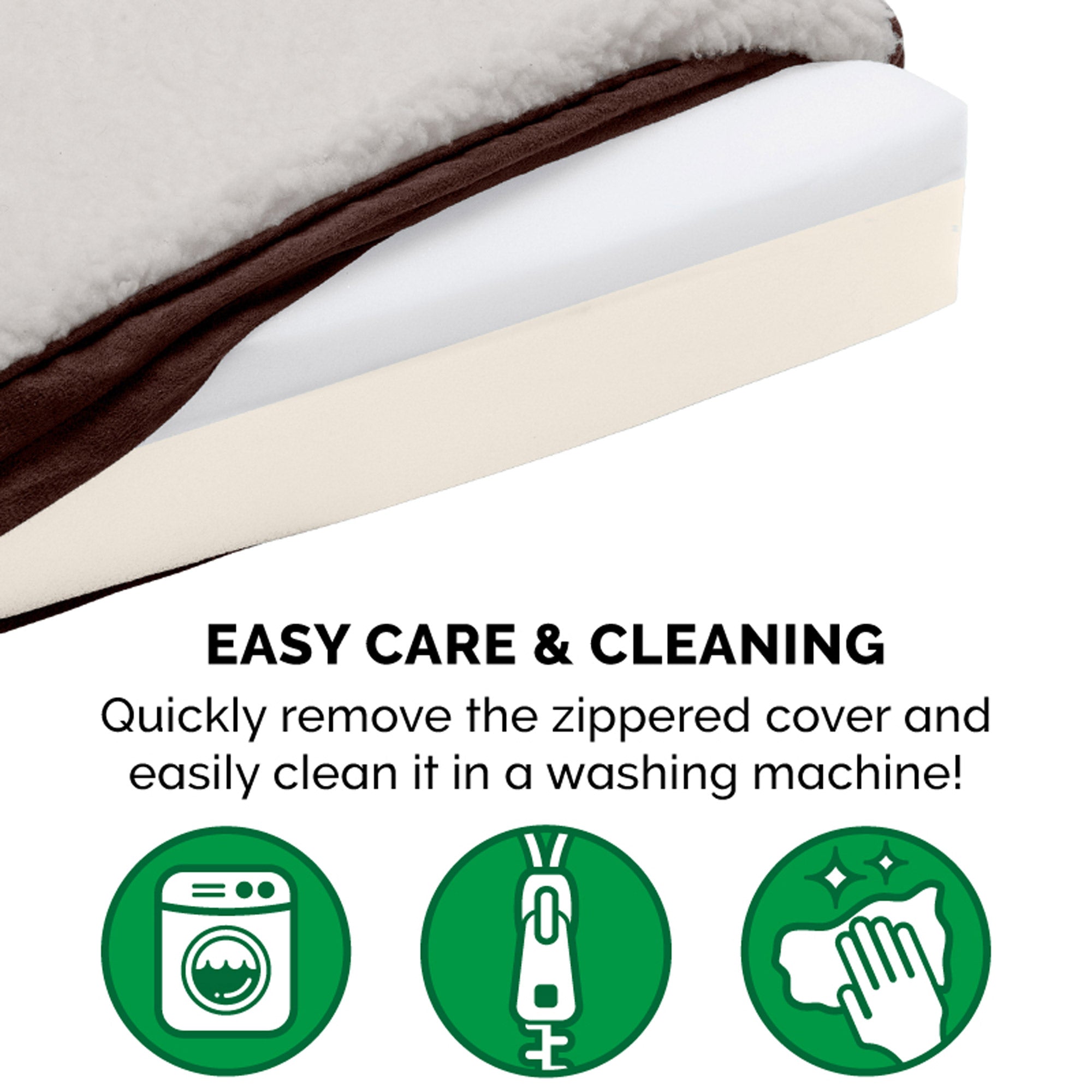 FurHaven Pet Dog Bed | Memory Foam Faux Sheepskin and Suede Mattress Pet Bed for Dogs and Cats， Espresso， Small