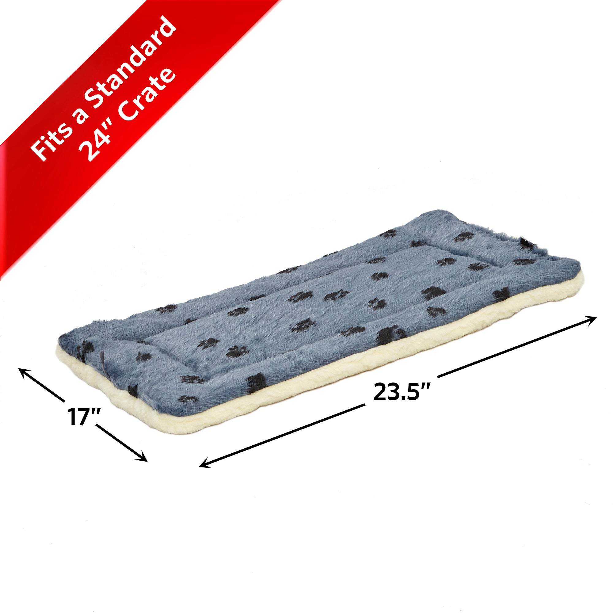 MidWest Homes For Pets Fleece / Blue Paw Print Reversible Dog Bed / Crate Mat