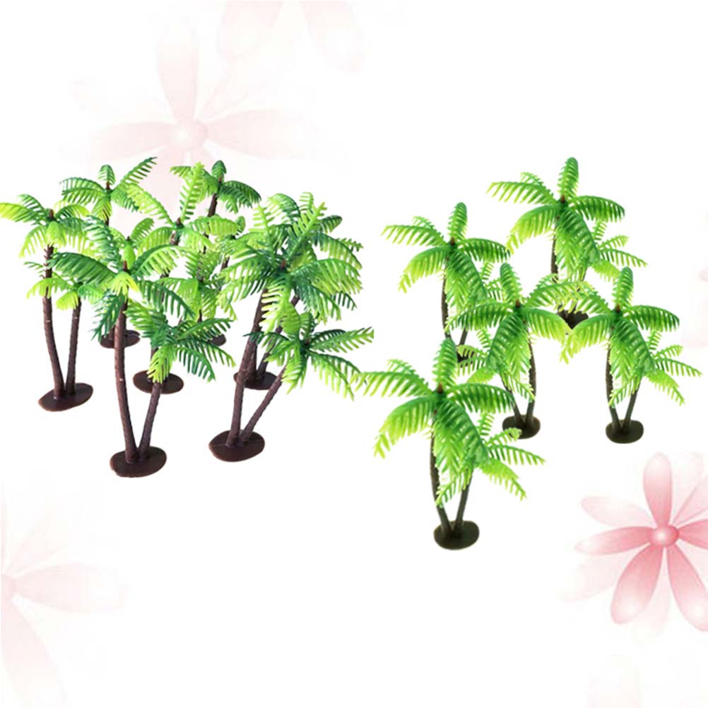 NUOLUX 12Pcs Plastic Coconut Palm Tree Miniature Plant Pots Bonsai Craft Micro Landscape DIY Decor