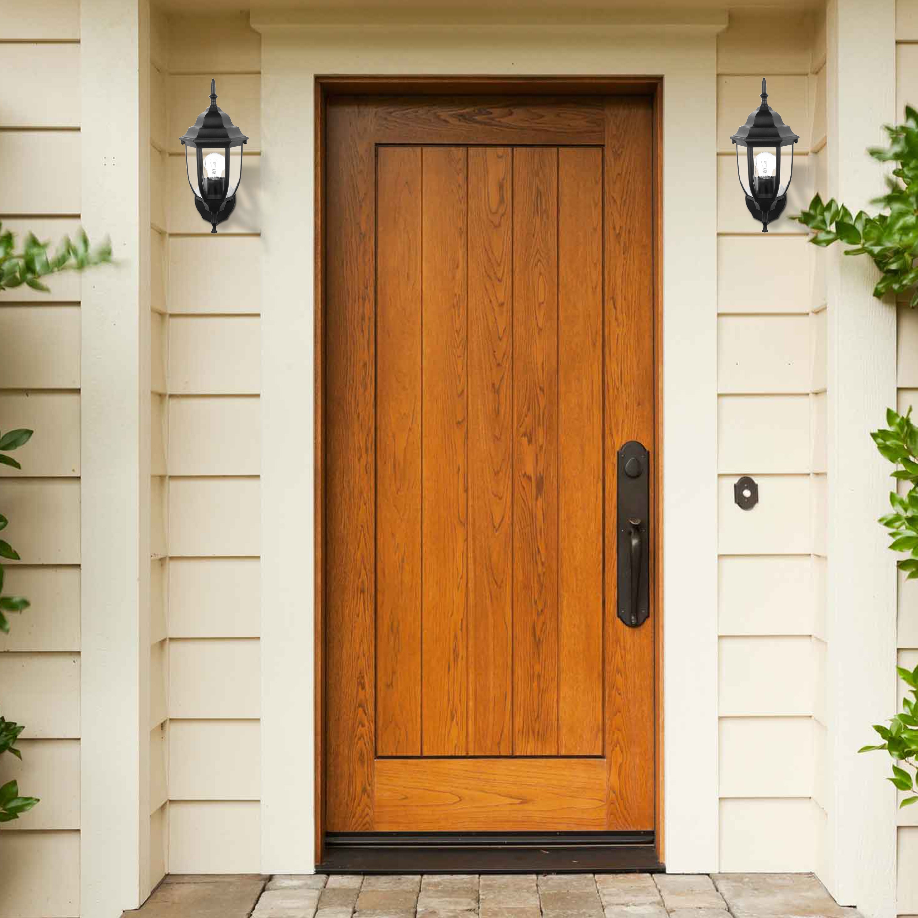 C Cattleya 2-Pack 1-Light Outdoor Wall Sconce, Die-cast Aluminum-Black Finish