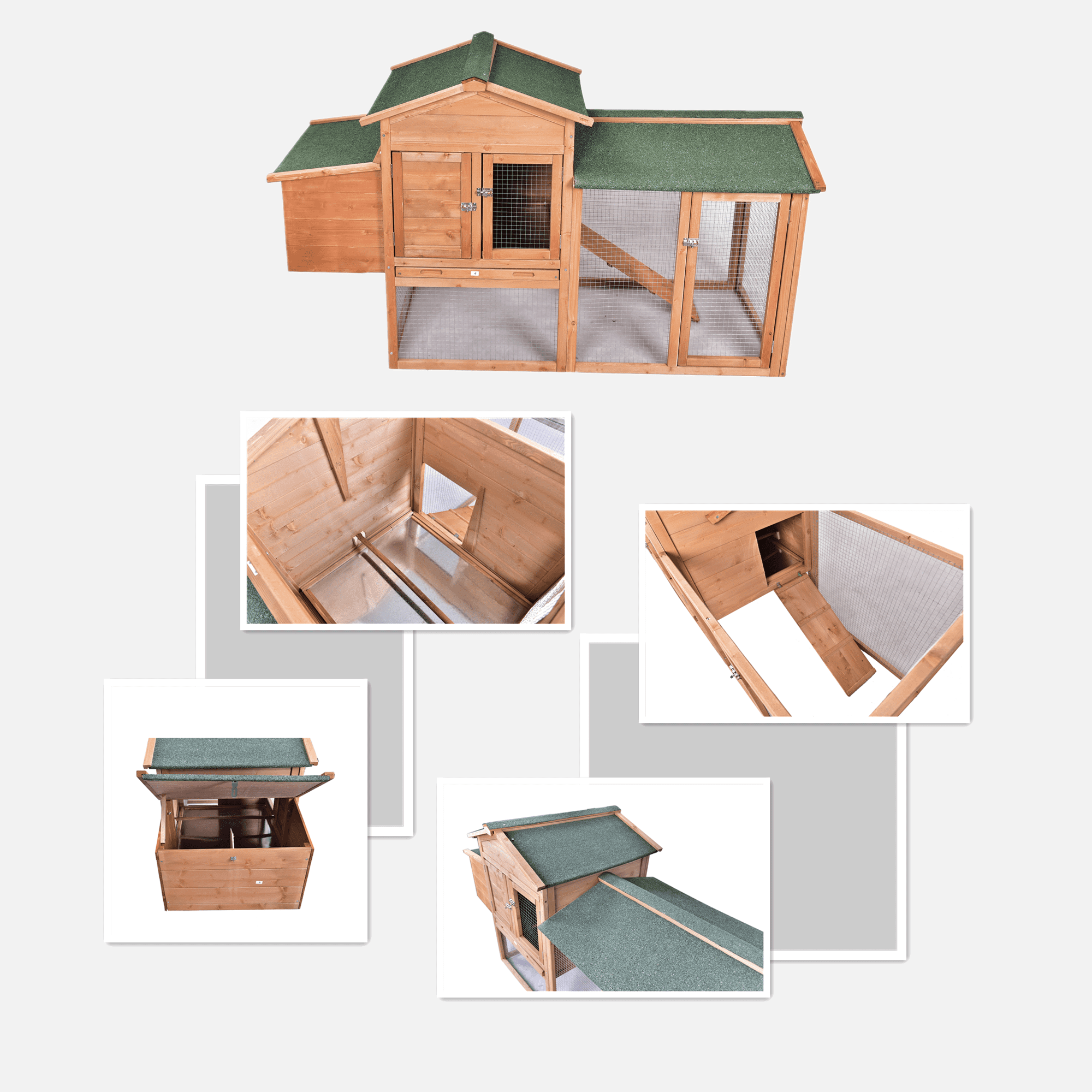Outdoor Wooden Chicken Coop for 2-3 Chickens Hen House 67