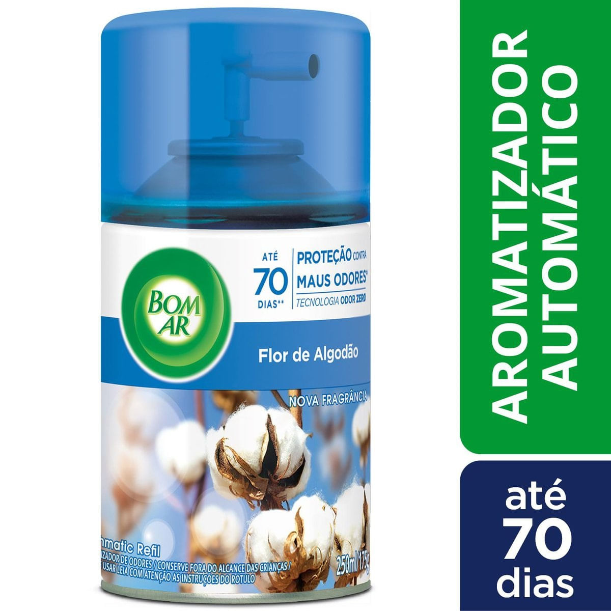 Aromatizador Bom Ar Automatico Aerossol Freshmatic Flor de Algodao Refil 250ml