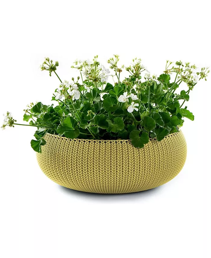 Keter Cozie Plastic Planter Bowl Removeable Liner Citrus Green 21in