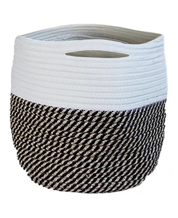 Bloem BloemBagz Round Fabric Planter Bag with Handles and Liner， Black White 10inches