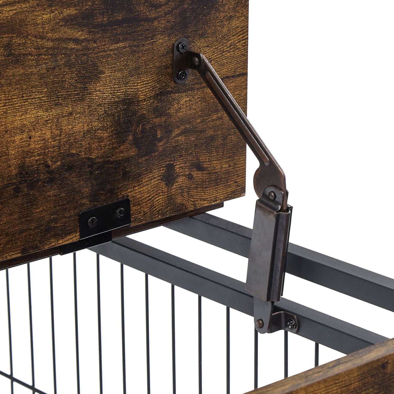 BATE Dog Crate Furniture-Style Kennel with Wheels， Double Doors Dog Cage， Brown