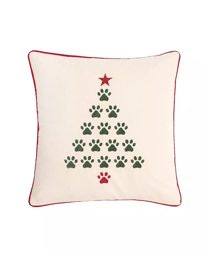 CandF Home Christmas Tree Paws Pillow， 18