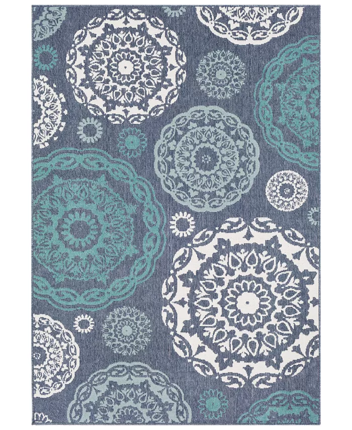 Surya Alfresco ALF-9666 Charcoal 6' x 9' Area Rug， Indoor Outdoor