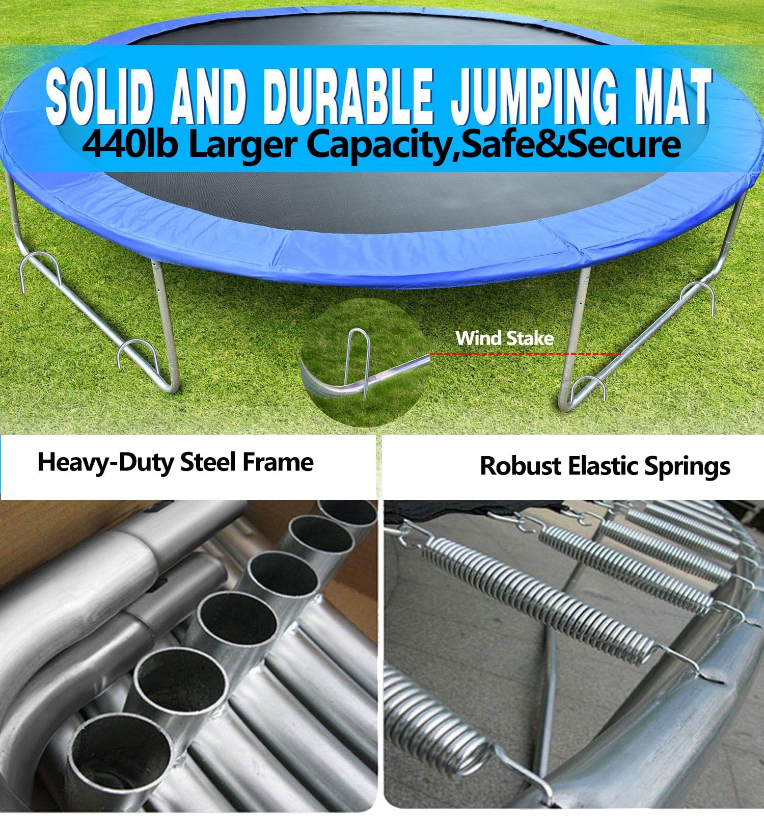 SKONYON 10FT Trampoline for Kids/Adult with Enclosure Net， 661LBS Capacity 3-4 Kids， High Waterproof Mat and Inclined Ladder， Outdooe/Indoor Park Kindergarten