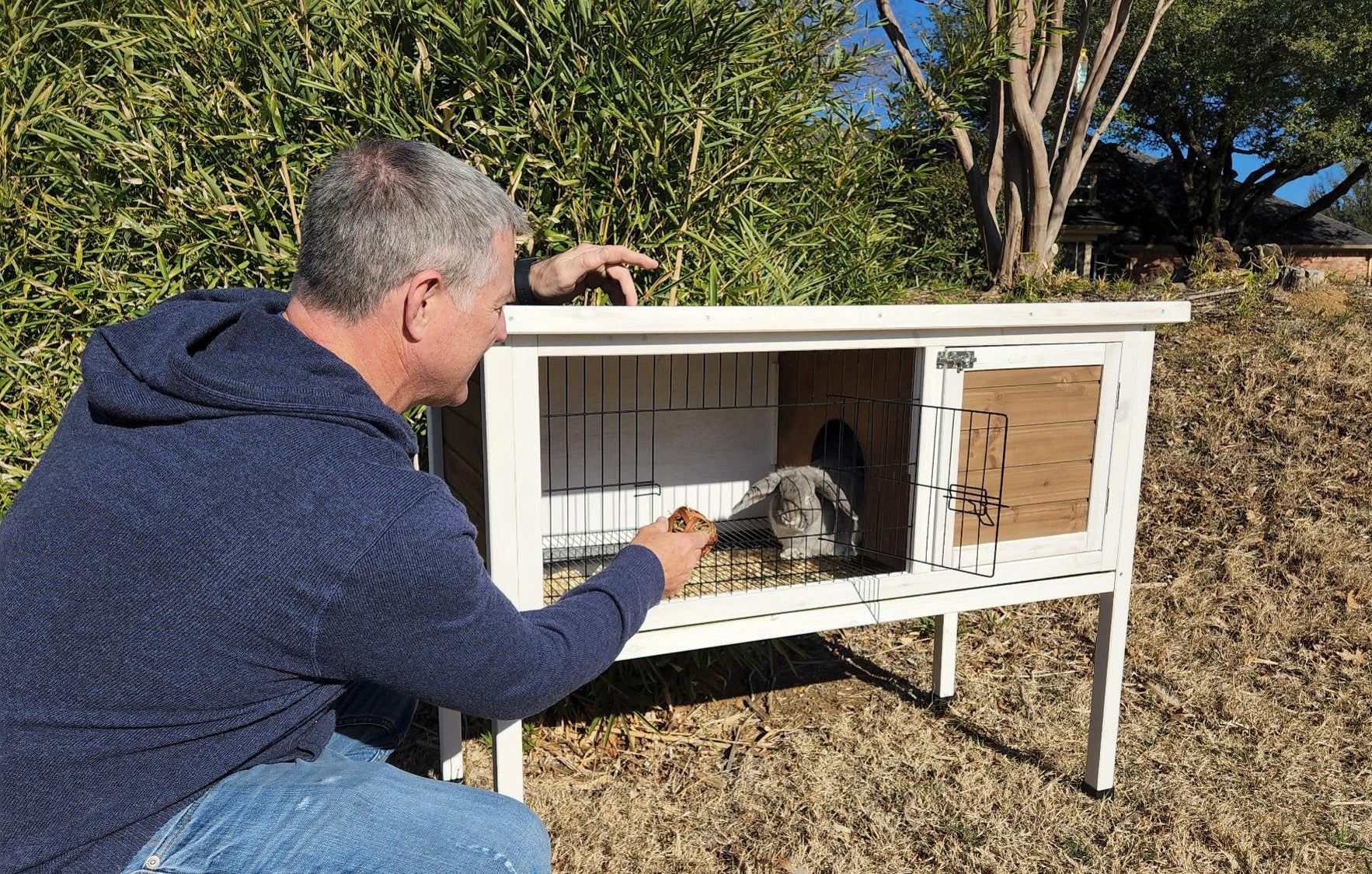 Zylina Extreme Wood Rabbit Hutch for Rabbits， Bunnies and Guinea Pigs， 48