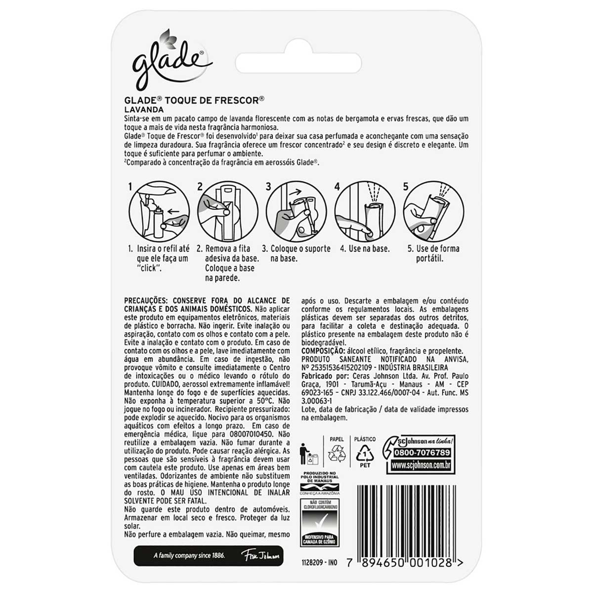 Desodorizador Glade Toque de Frescor Aparelho + Refil Lavanda 12ml Oferta Especial