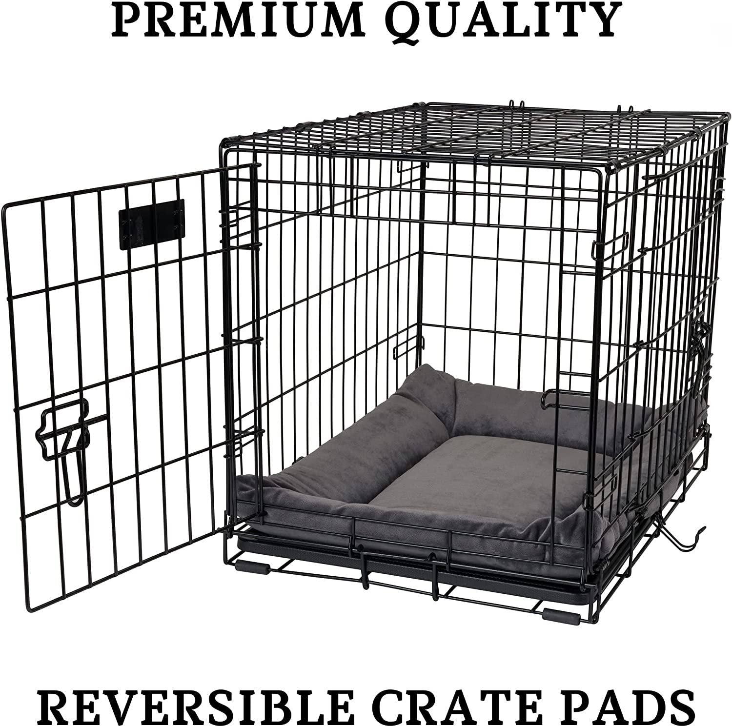 Pet Dreams 3 Piece Set - Non Toxic Dog Bedding for Dog Crate! Washable Dog Crate Cover， Dog Crate Mat and Dog Crate Bumper for Single Door Wire Dog Kennel， Good for Car Travel， Graphite Grey， X...