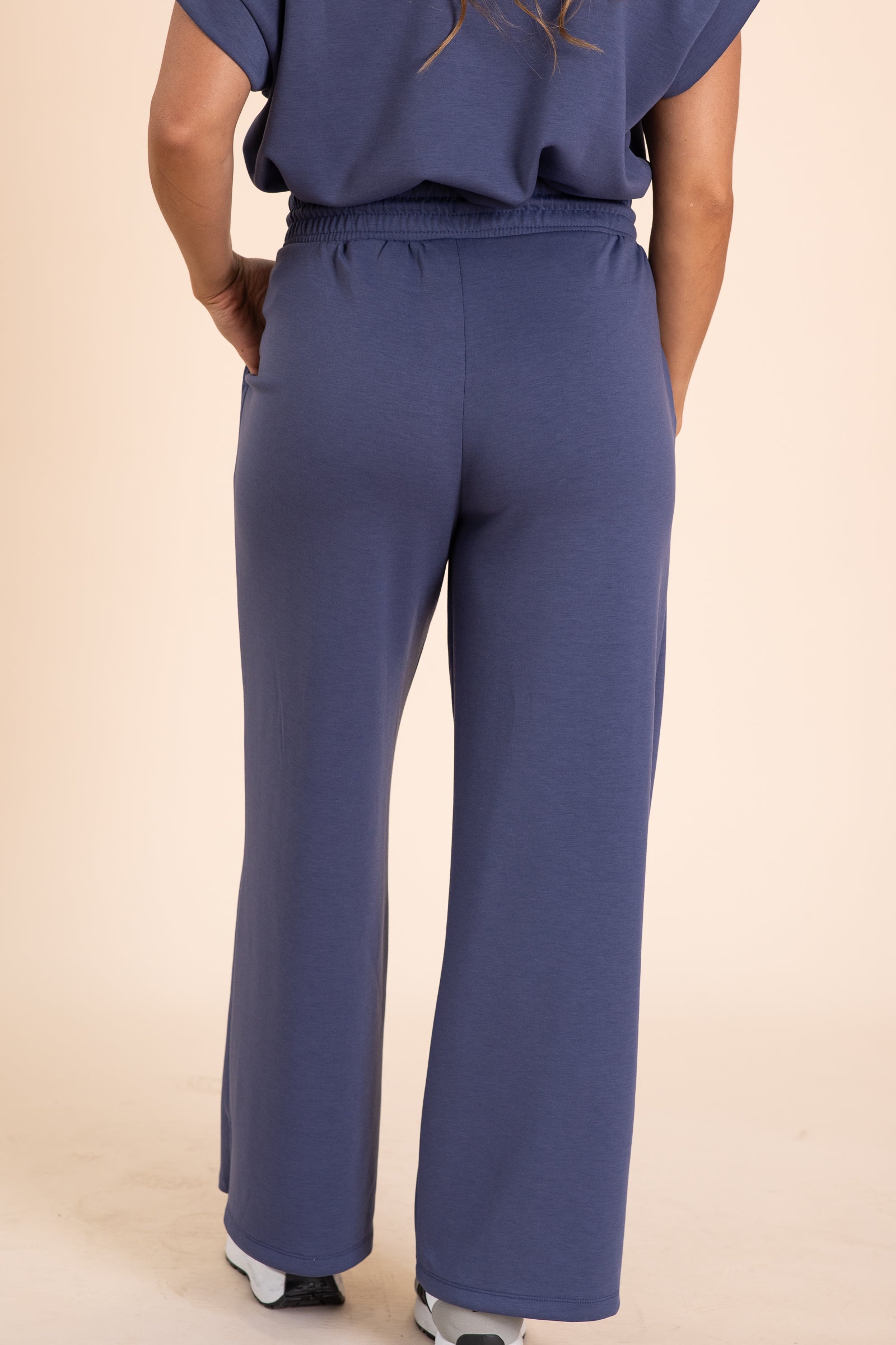 Scuba Drawstring Pants With Slit