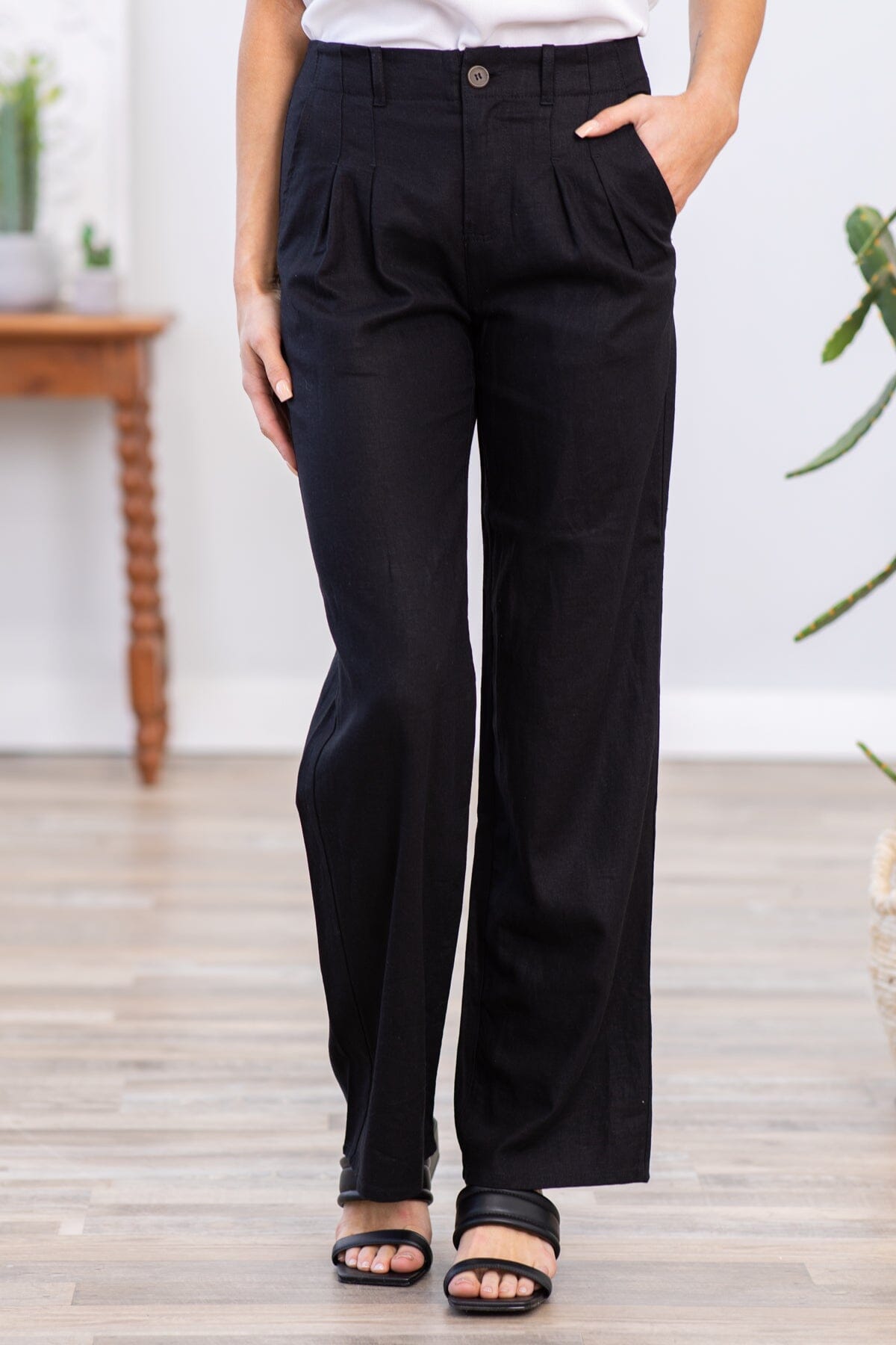 Black Wide Leg Trouser Pants
