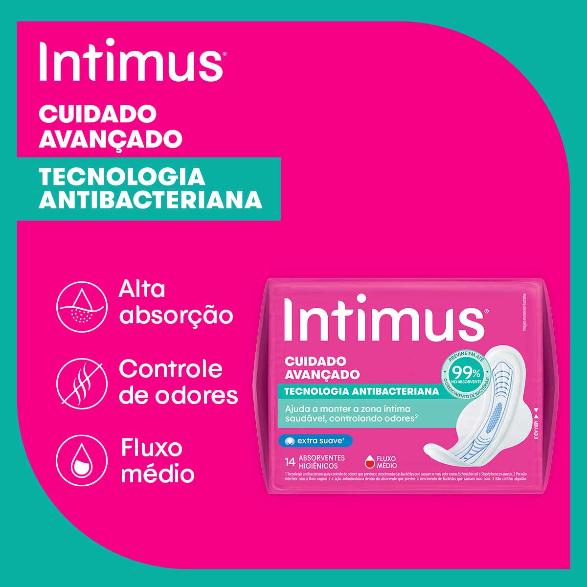Absorvente Intimus Tecnologia Antibacteriana C/Abas 28 Unidades