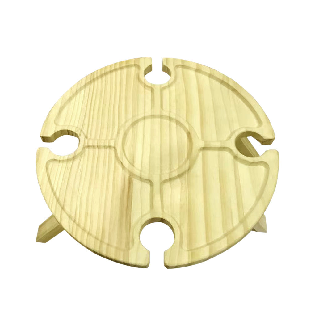 Rinhoo Barbecue Wine Table Wooden Outdoor Glass Table Foldable Portable Picnic Wine Holder for Camping