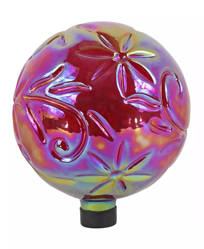Gardener's Select GSA14BFG04 Red Flower Glass Gazing Globe， 10