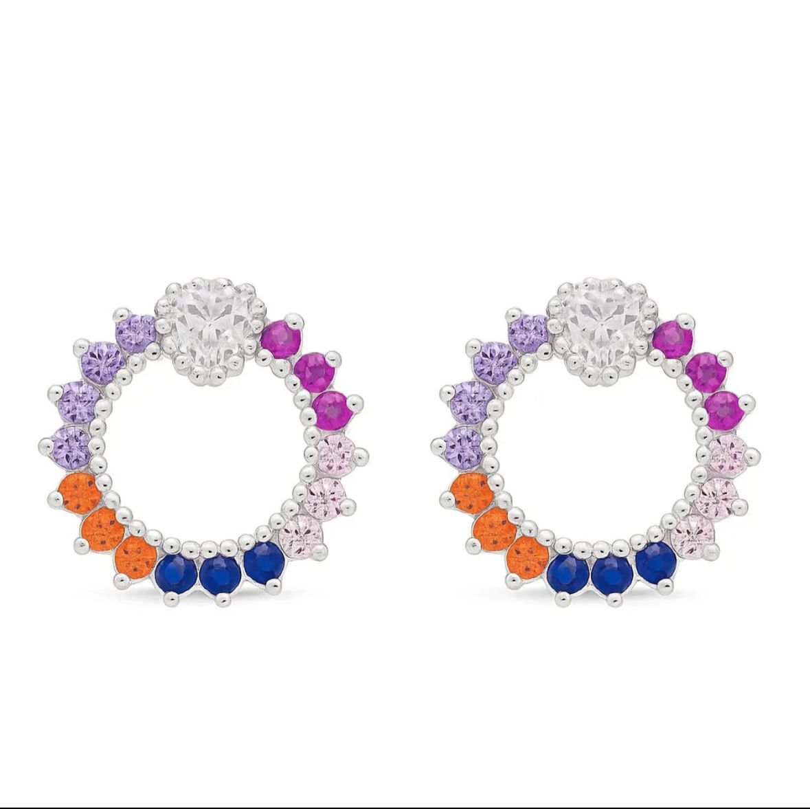 Brinco Círculo Cravej. C/ Coração Colorido