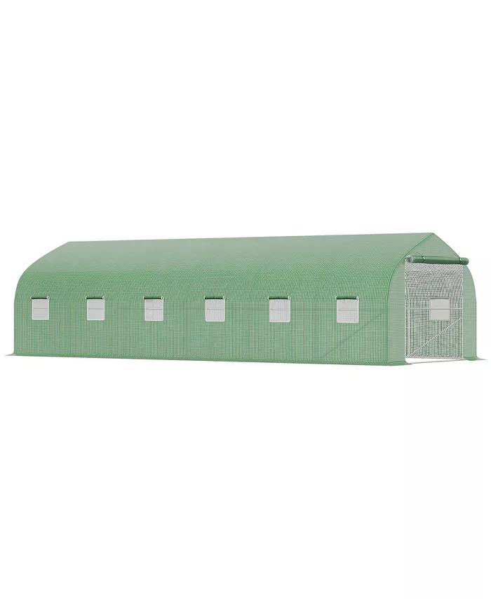 Outsunny 25' x 9.5' x 6.5' Walk-In Tunnel Greenhouse Plant Growing PE Green