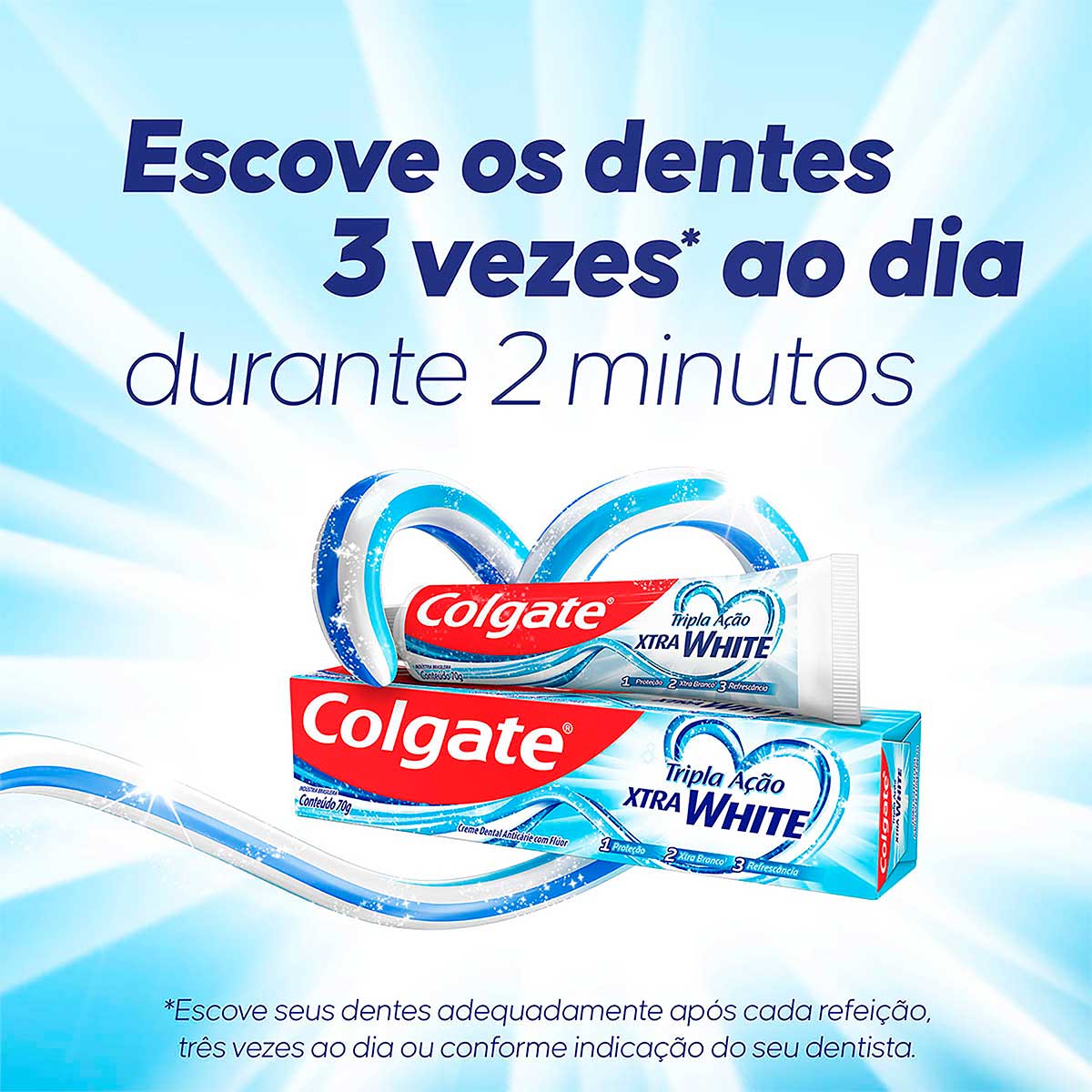 Kit Creme Dental Xtra White Colgate Tripla Acao Caixa 3 Unidades 70g Cada Leve Mais Pague Menos