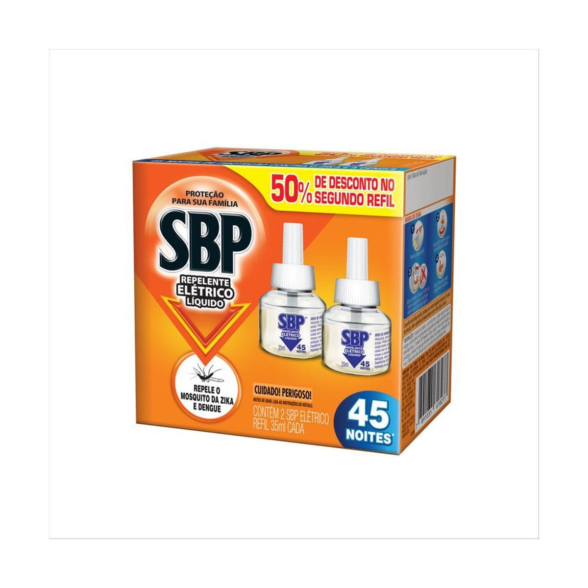 Repelente Eletrico Liquido SBP 45 Noites 50% gratis 2a Unidade 35ml