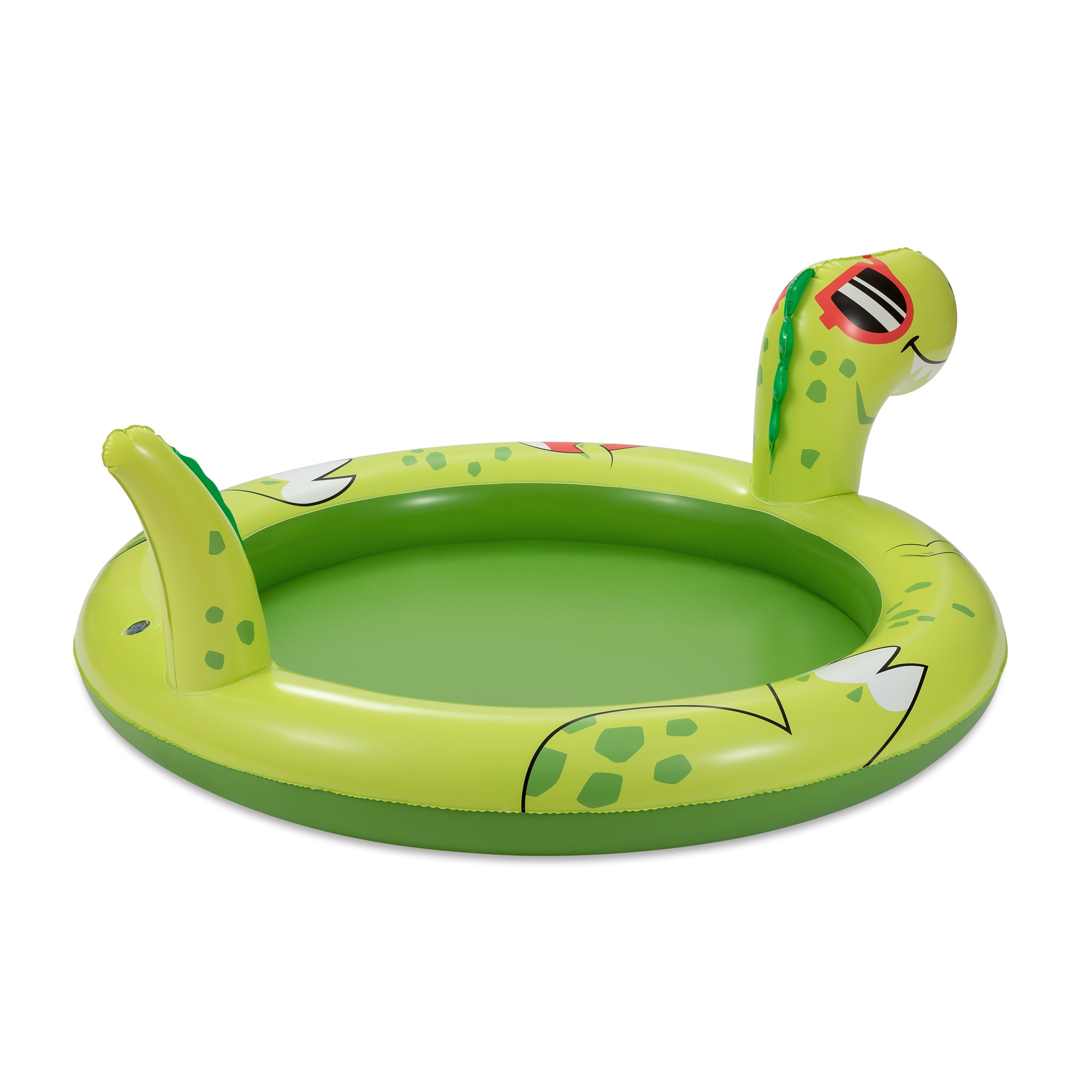 Play Day Inflatable Dino Spray Pool， Round， Green， Ages 2+， Unisex