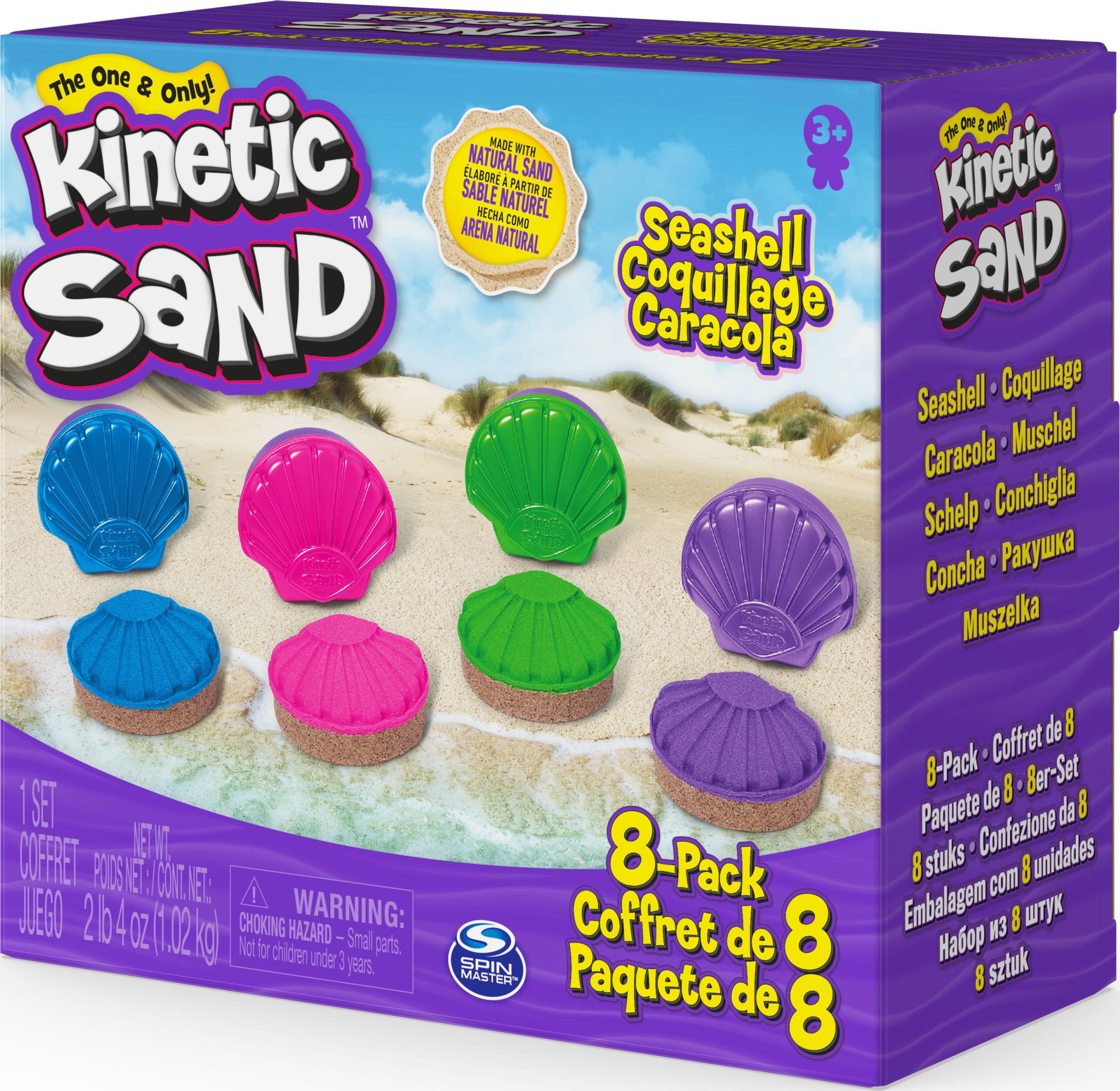 Kinetic Sand, Seashell Containers 8-Pack, for Kids Ages 3 and up