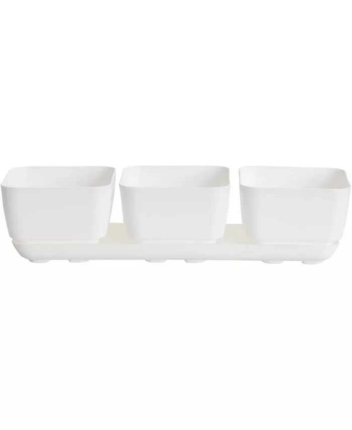 Novelty 10012 Herb Succulent Trio Planter Plastic Flower Pot， White， 12