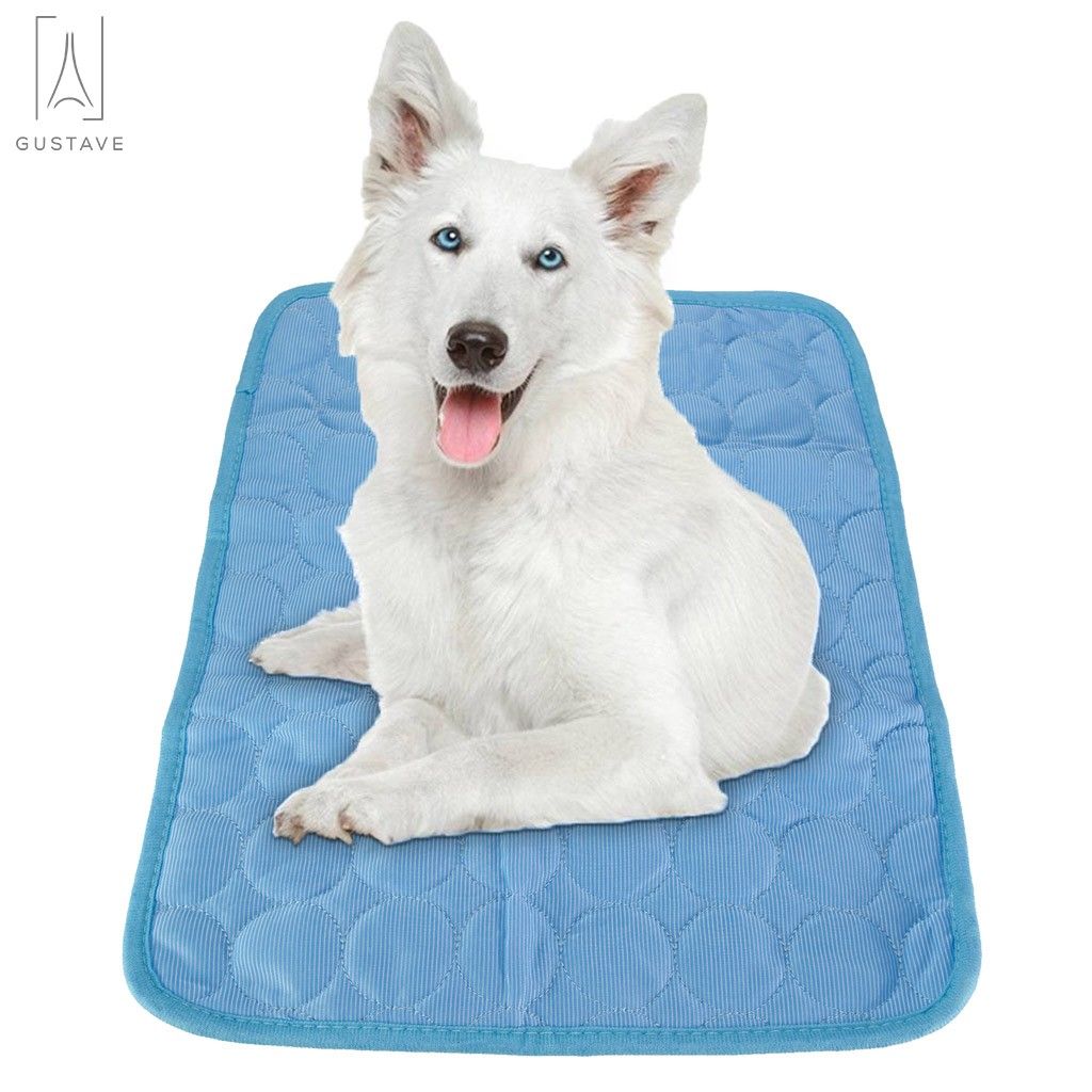Gustave Summer Pet Self Cooling Mat for Dogs Cats Heat Relief Pad Breathable Ice Silk Surface Cooling Pet Bed Washable Comfort Blanket Sleep Mat 