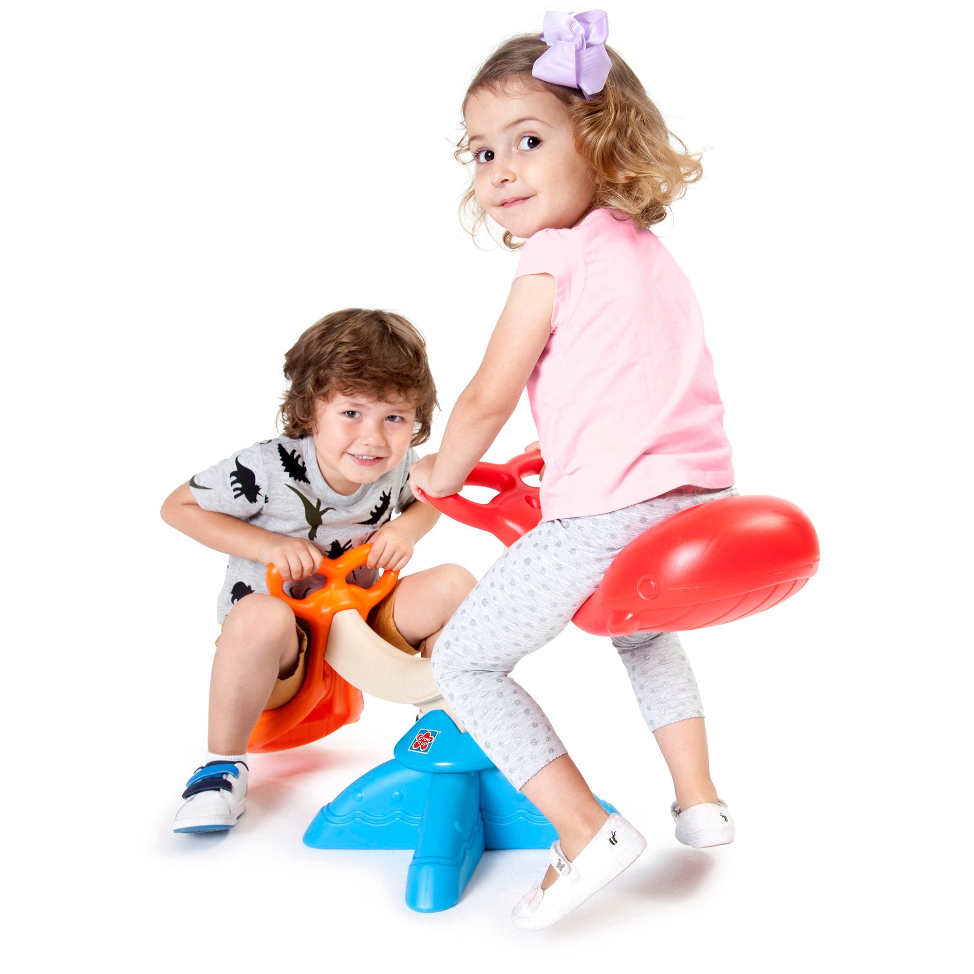 Grow'N Up: Happy Whale Seesaw - Toddler 2 Person Seesaw Toy， Indoor and Outdoor Fun， Sit and Spin 360 Degrees， Ages 2+