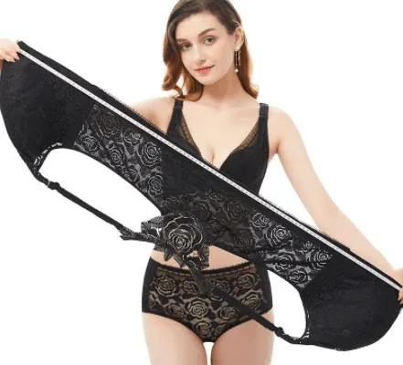 (🔥2022 NEW YEAR PROMOTION🔥) Rose Embroidery Front Closure Wirefr