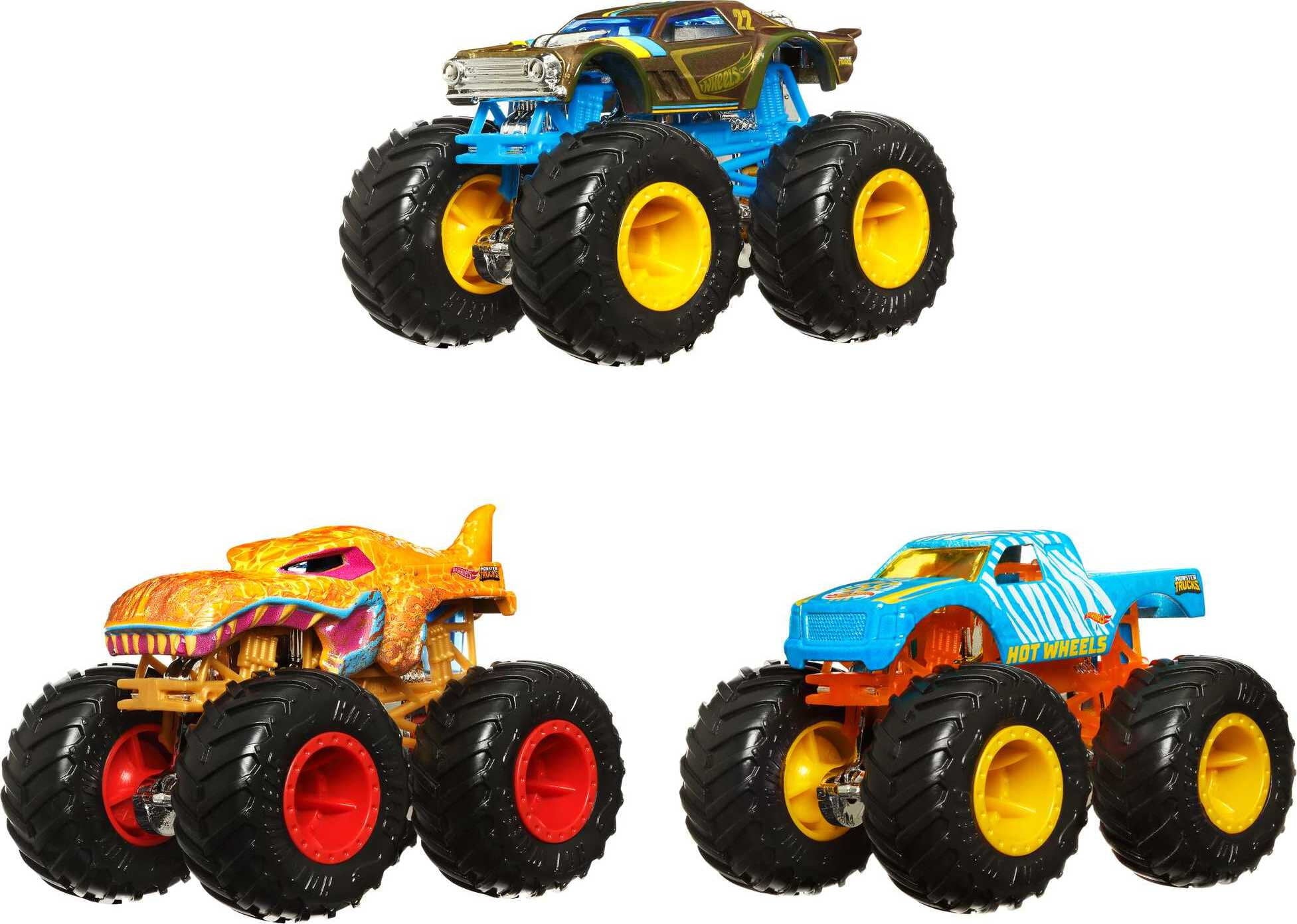 Hot Wheels Monster Trucks Set of 3 1:64 Scale Color Shifters Toy Trucks (Styles May Vary)