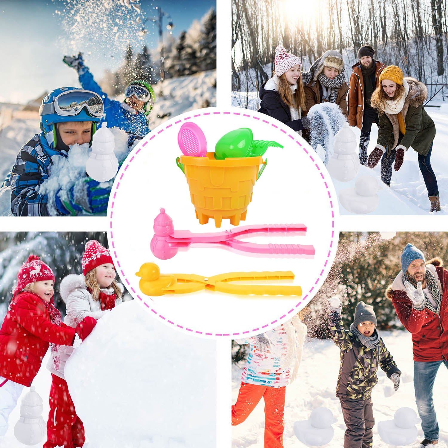 TABGIME 8PCS Sand Toy Bench Set for Kids Fun Outdoor Game - Plastic Molds W/Bucket for Sand Castle, Snow Forts and Snowballs