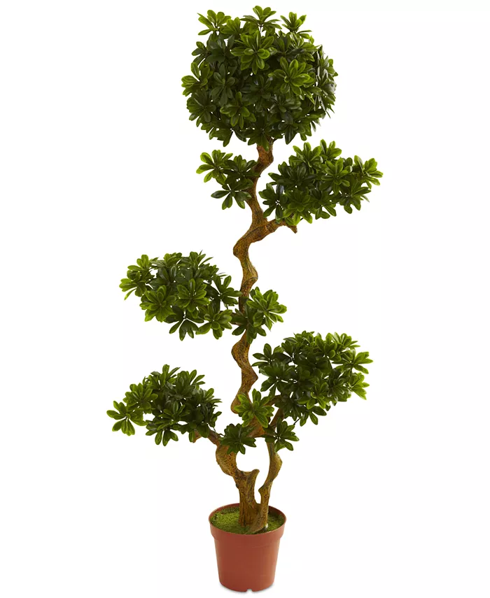 Nearly Natural 5' Artificial Pittosporum UV-Resistant Indoor Outdoor Tree
