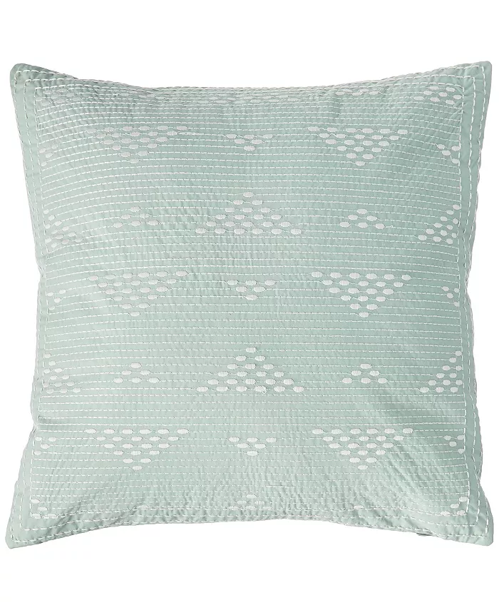 Gracie Mills Cario Embroidered Square Pillow， Blue
