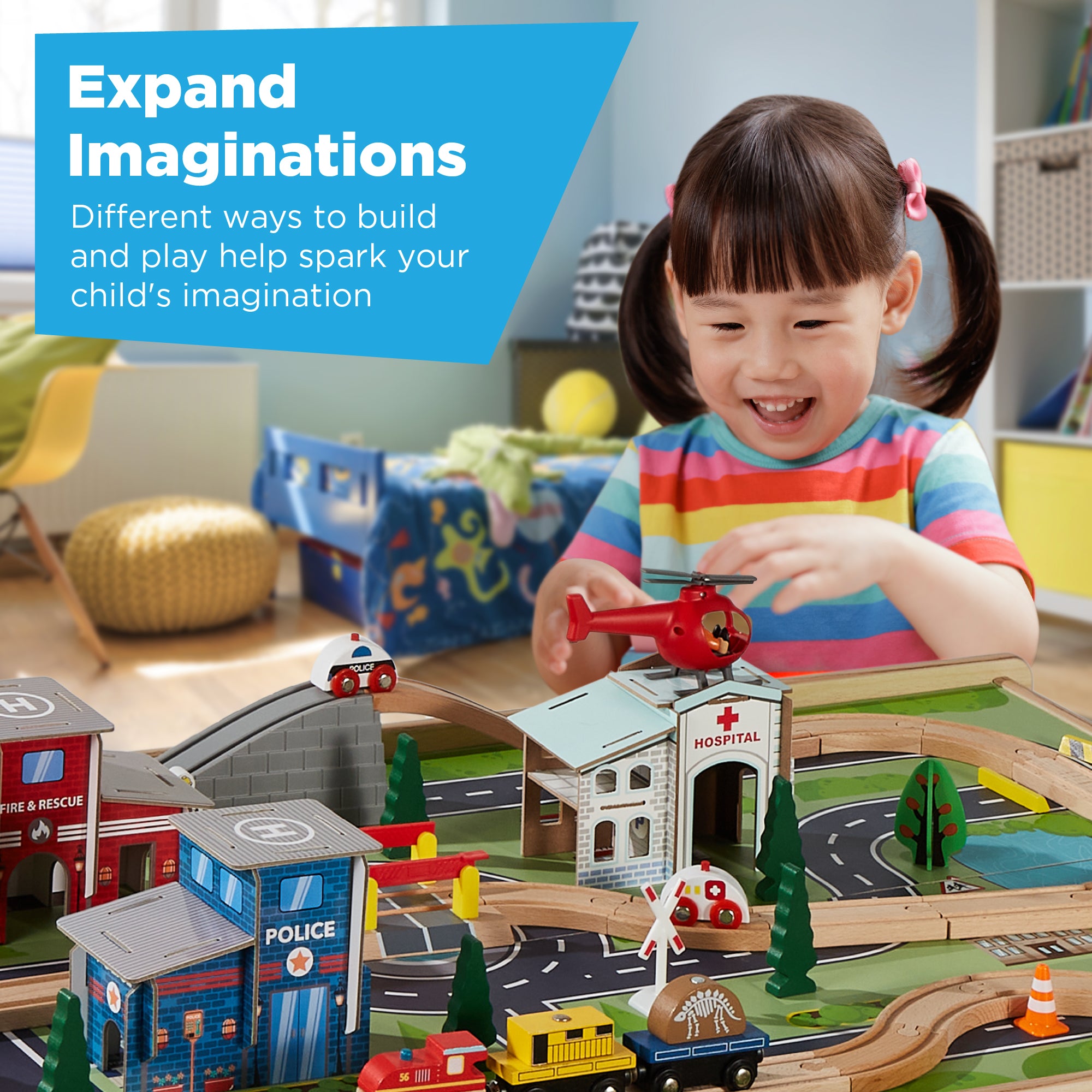 Best Choice Products 35-Piece Train Table， Large Multipurpose Wooden Playset for Children w/ Reversible Table Top