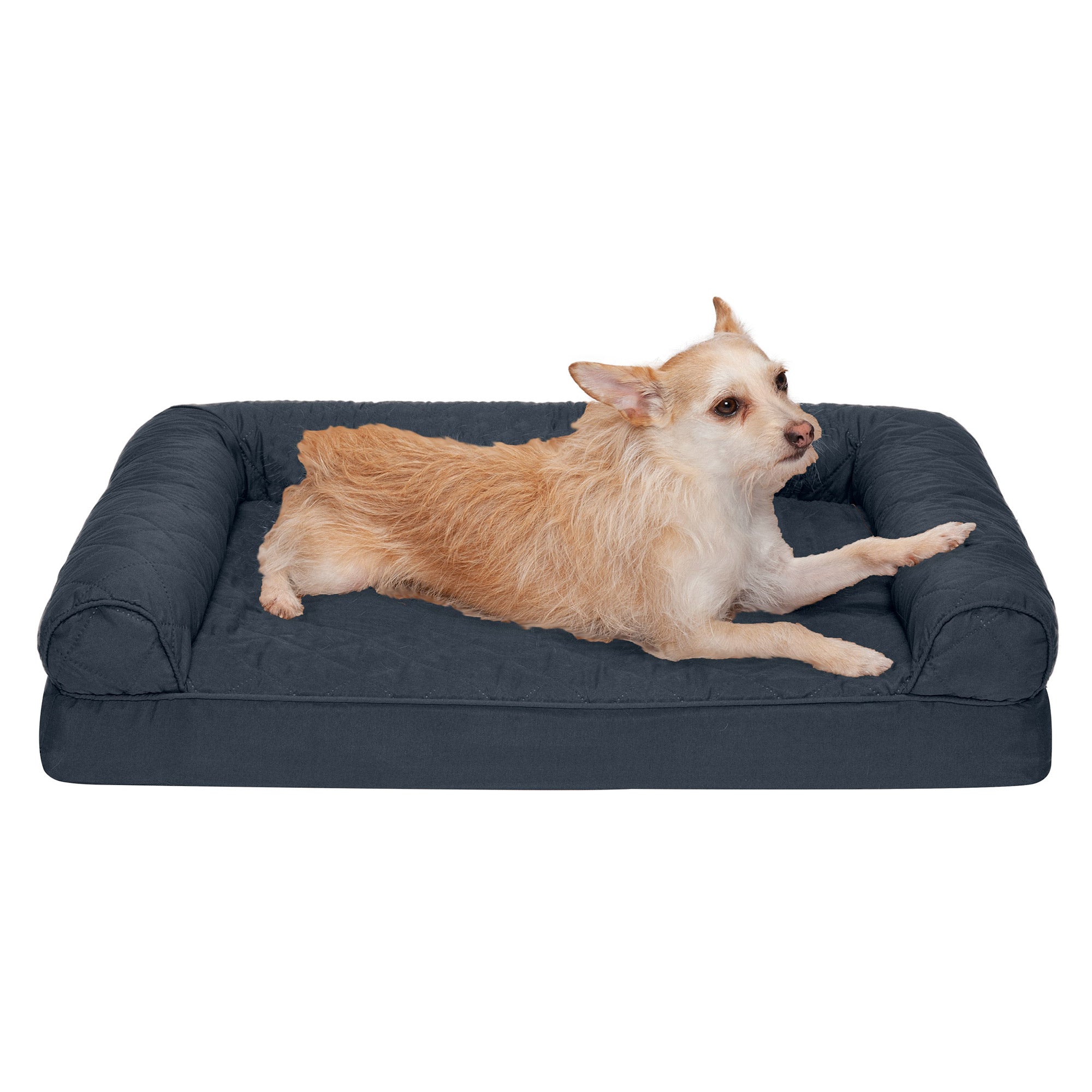 FurHaven | Orthopedic Quilted Sofa Pet Bed for Dogs and Cats， Iron Gray， Medium