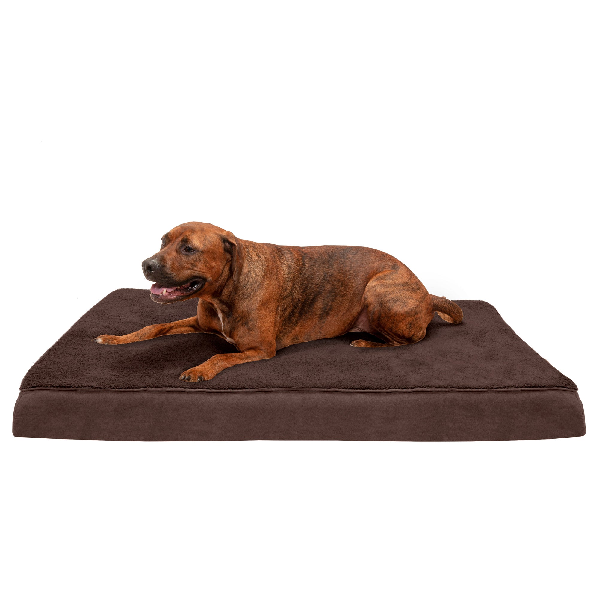 FurHaven Pet Products | Deluxe Cooling Gel Memory Foam Orthopedic Terry and Suede Mattress Pet Bed for Dogs and Cats， Espresso， Jumbo