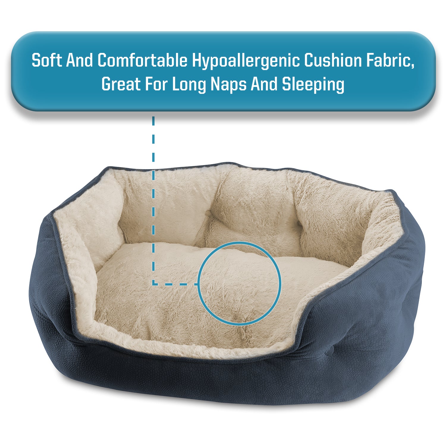 Canine Creations Arlee Cozy Oval Round Cuddler Dog Bed - Memory Foam - Chew Resistant - Medium， Large (choose your color)
