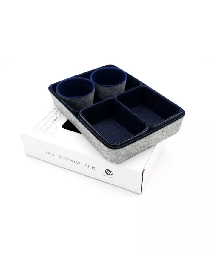 Welaxy 7 Piece Felt Drawer Organizer Set with Round Cups and Trays